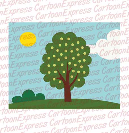 cartoon vector illustration apple tree
